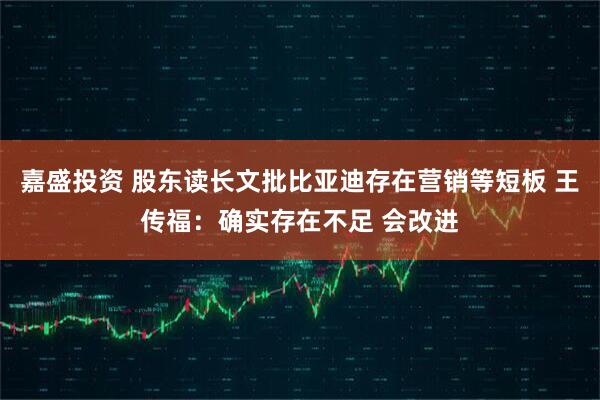 嘉盛投资 股东读长文批比亚迪存在营销等短板 王传福：确实存在不足 会改进