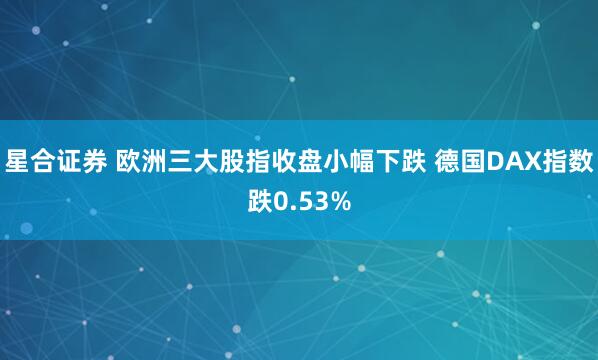 星合证券 欧洲三大股指收盘小幅下跌 德国DAX指数跌0.53%
