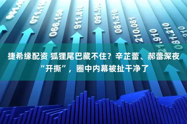 捷希缘配资 狐狸尾巴藏不住？辛芷蕾、郝蕾深夜“开撕”，圈中内幕被扯干净了